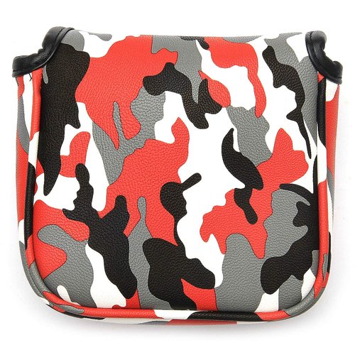 Camo Red Square Mallet Headcover Magnetic Closure Golf Putter Head Cover
