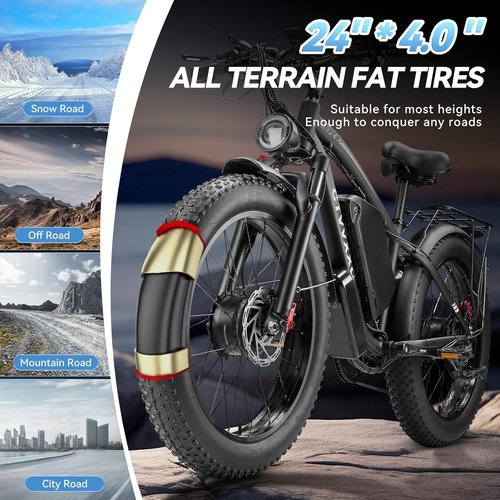 **Skiennix 6000W Peak Dual Motor Ebike - Fast 52V 34Ah Electric Bike for Adults | 45 MPH, 100 Miles, 24" Fat Tires**