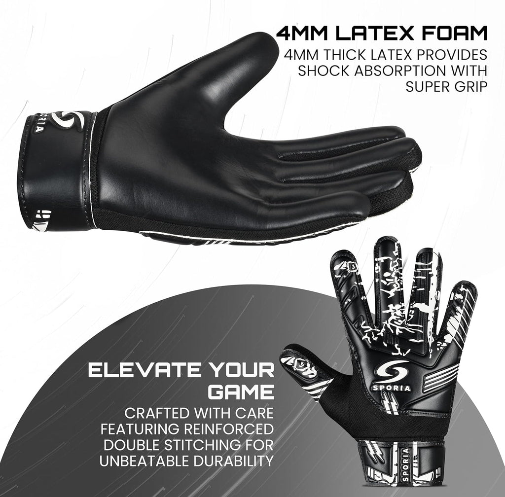 SPORIA Goalie Gloves for Youth - Double Wrist Protection | Non-Slip Latex Soccer Gloves for Kids