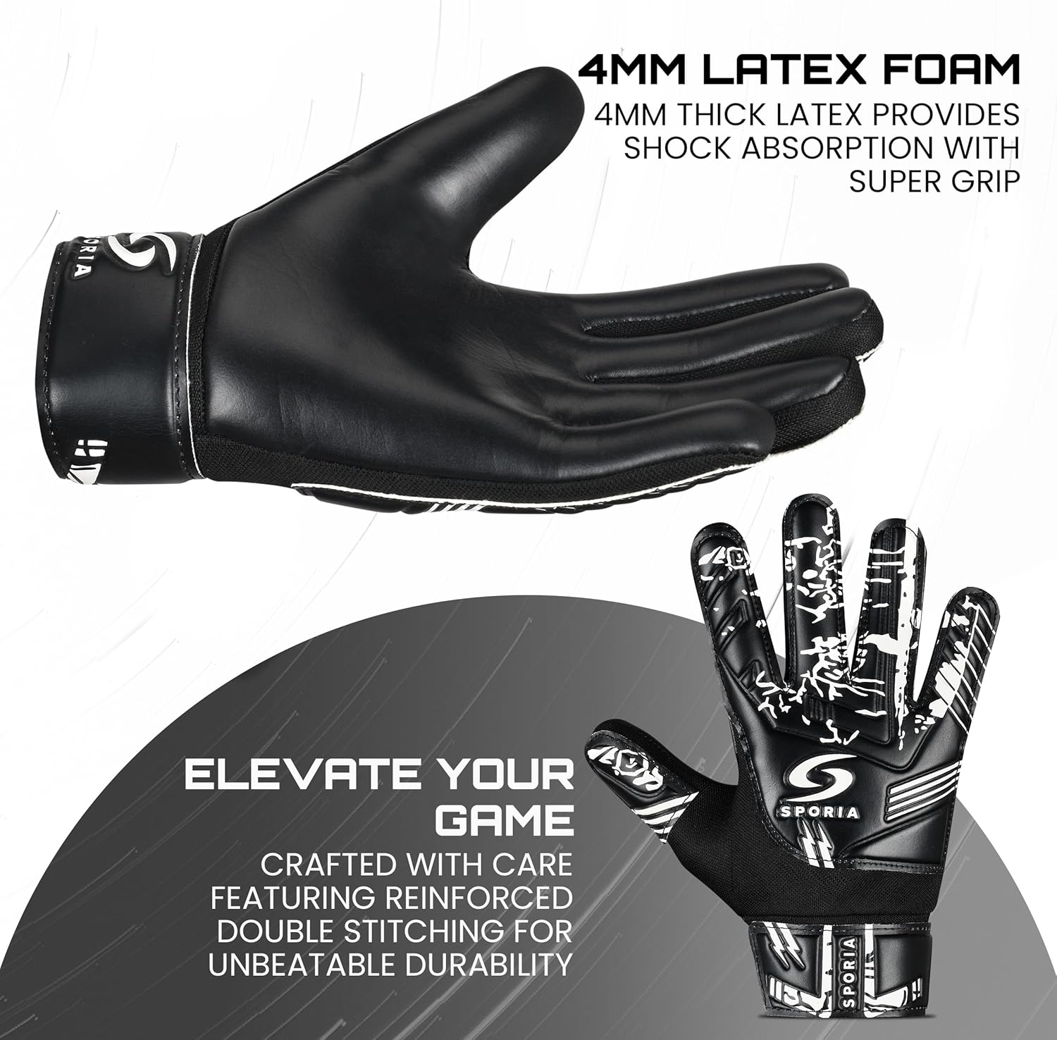 SPORIA Goalie Gloves for Youth - Double Wrist Protection | Non-Slip Latex Soccer Gloves for Kids