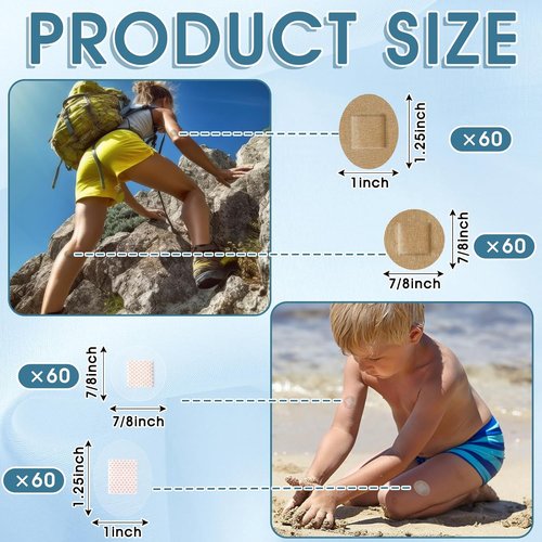 Geiserailie Adhesive Spot Bandages - 240 Pcs Flexible Round & Oval Fabric Waterproof First Aid Supplies | 7/8'' & 1.25''