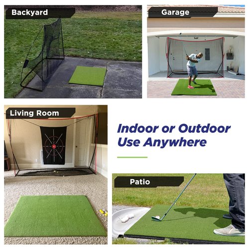 Golfguru Golf Mat, 5x4ft 21mm Dense Elite Golf Hitting Mats Practice with 10 Balls, 9 Tees, Heavy Duty Artificial Hitting Training Matt for Backyard Driving Chipping Indoor Outdoor Simulators