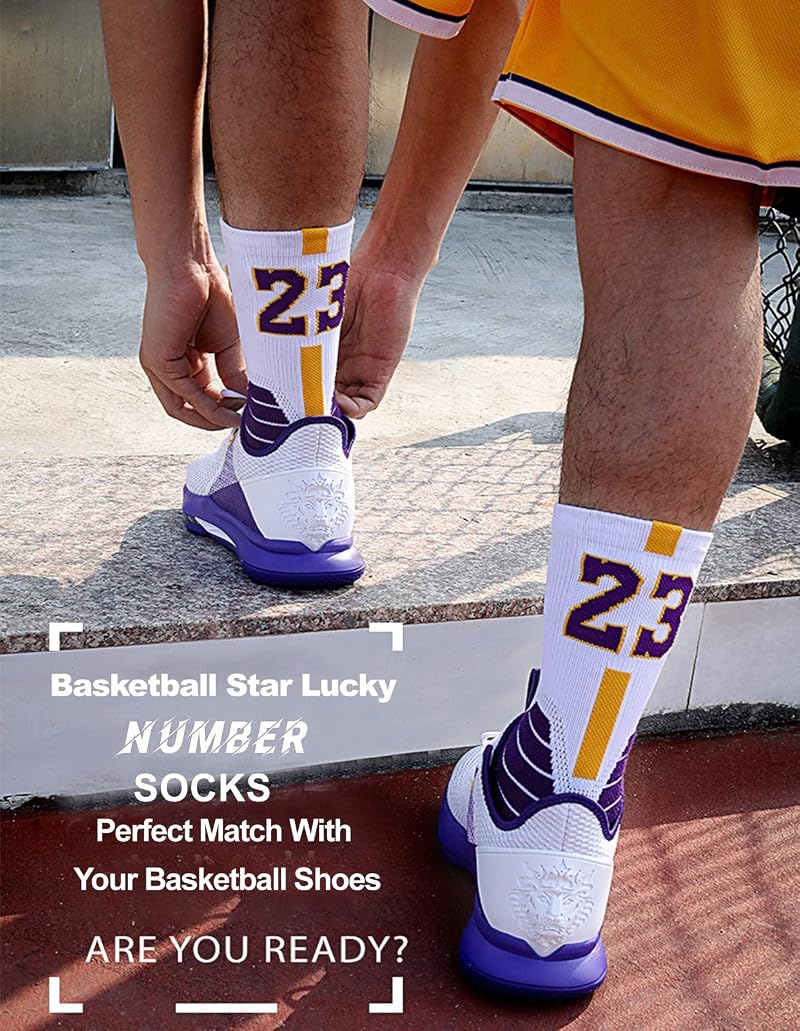 2-Pairs Basketball Socks for Men & Boys - Lucky Number Sports Style, Variation #30-sc+5.5-11.5