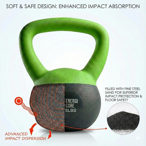 ENERGI CORE 25 LB Soft Kettlebell - Sand Filled Weight for Home Gym Workouts & Strength Training - 25lb Portable Exercise Kettle Bell for Women & Men