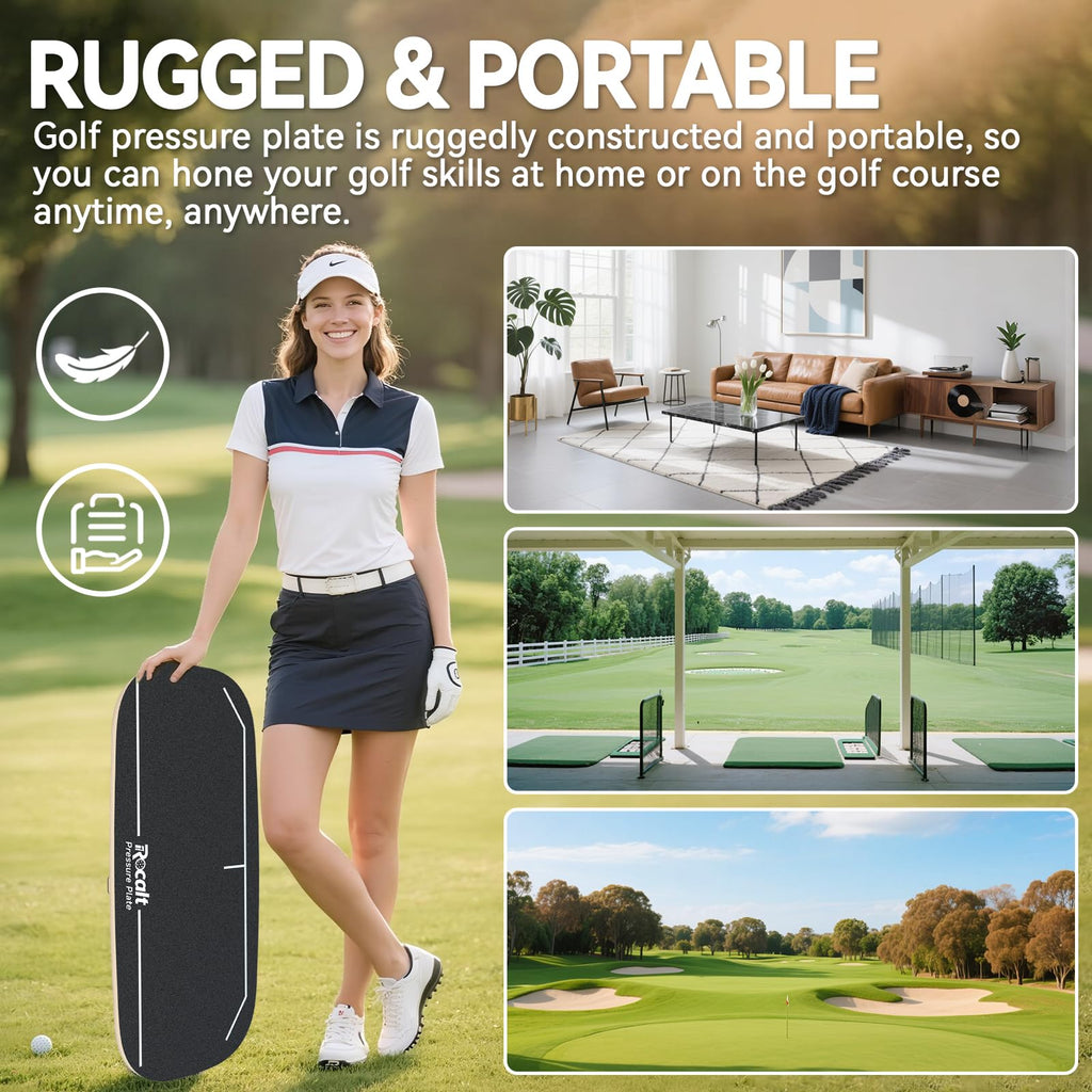 Rocalt Golf Pressure Plate - Weight Shift Board for Golf Swing Trainer, Indoor & Outdoor Practice, Anti-Slip Design for All Skill Levels, Improving Strength & keep Tempo