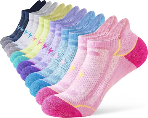 Niorasen Ankle Socks - Women's Cotton Cushioned Athletic Running Socks | 6 Pairs, Breathable Low Cut
