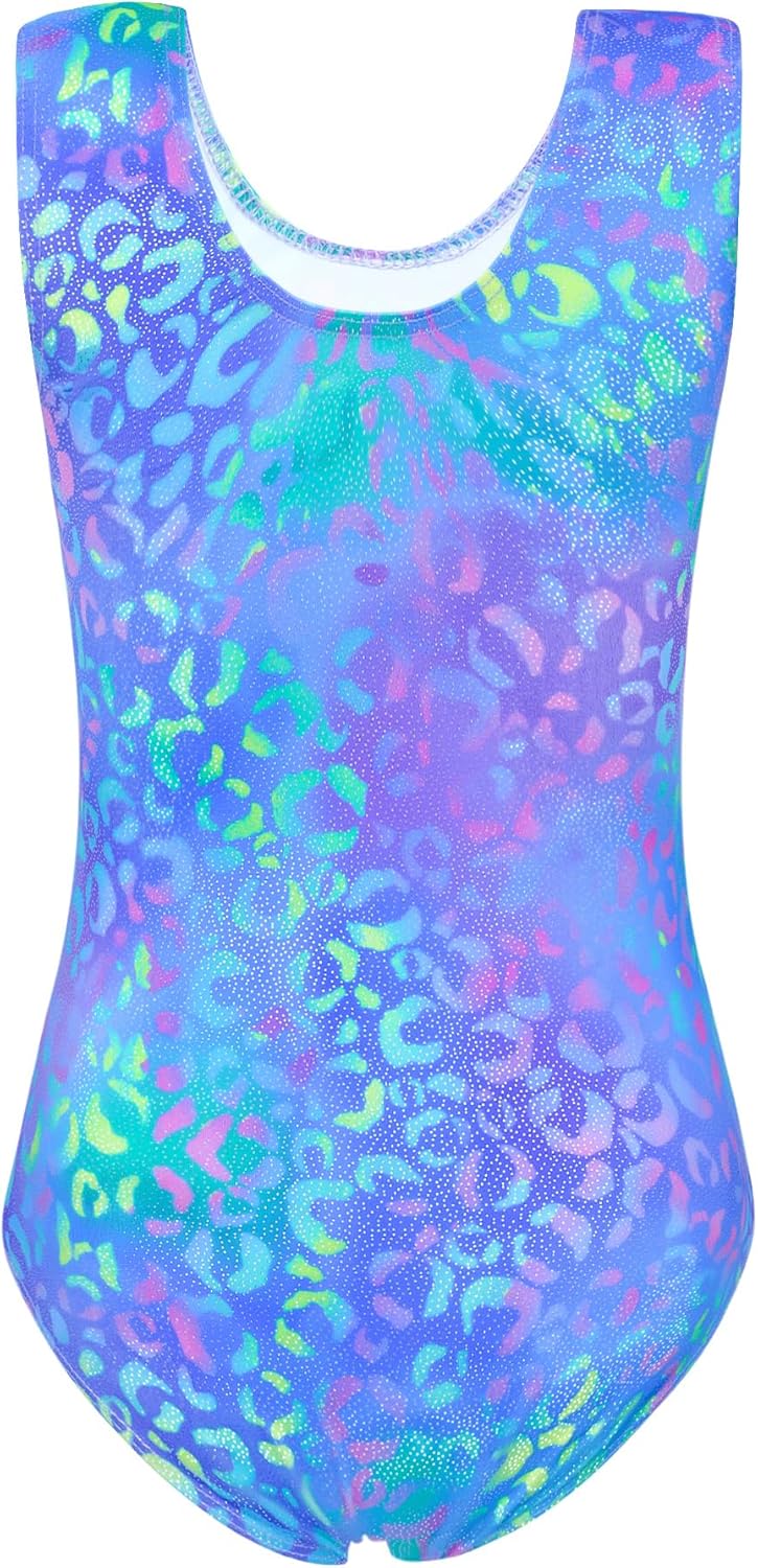 Regine Switzerland Gymnastics Leotards for Girls - Shiny Sleeveless 2-Piece Outfit with Shorts (Ages 4-12)