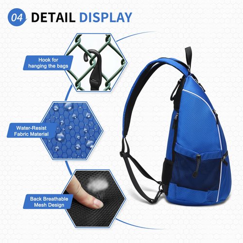 SUIKIHUM Pickleball Bags for Rackets, 32L Tennis Backpack Convertible Sling Bag for Rackets Lightweight Casual Pack for Men Women Ladies (Blue)