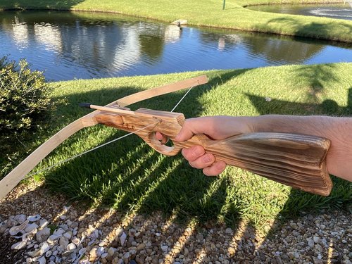 Handmade Wooden Crossbow - Archery Set with 10 Rubber-Tipped Bamboo Wood Arrows, 10 Suction Cup Arrows