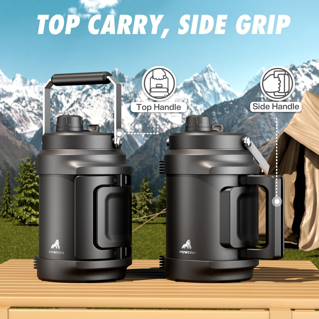 Skiennix 64 oz Insulated Water Bottle - 2-in-1 Straw Spout Lid, Leakproof Design | Half Gallon Stainless Steel for Gym, Travel, Hiking (Midnight)