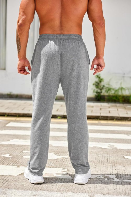 COOFANDY Men's Cotton Jogger Pants - Lightweight Open Bottom Lounge Pants with Pockets