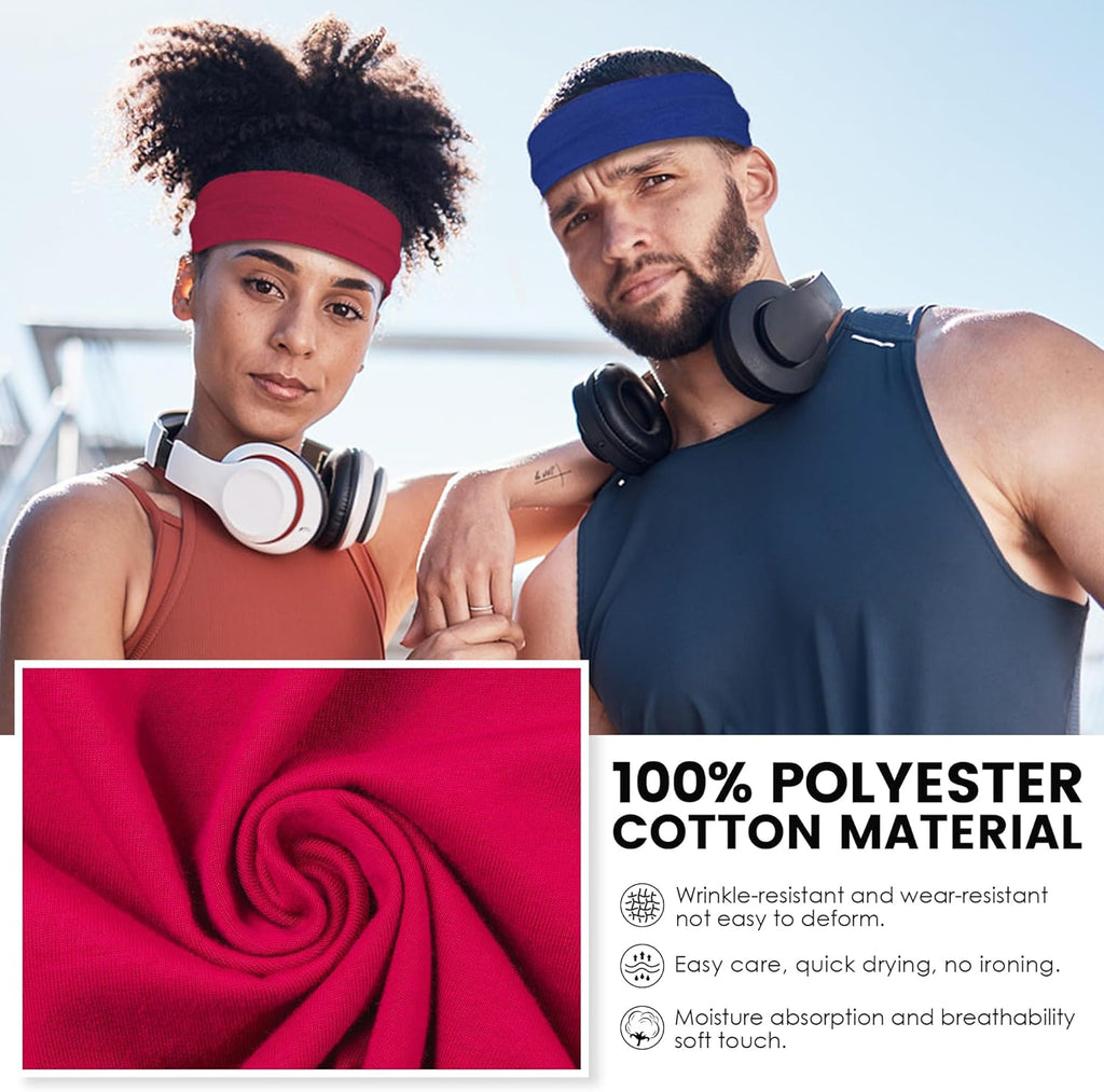 Skiennix 10 PCS Headbands - Non-Slip Cotton for Sports & Outdoor Activities | Perfect for Running, Yoga, Gym