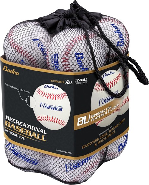 Baden All Level R-Series Recreation Baseballs - Youth Size, Pack of 12 for Practice