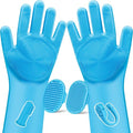 Augwind Pet Grooming Kit - 6PCS Dog, Cat & Horse Grooming Tools | Bath Gloves & Shampoo Brush (Light Blue)