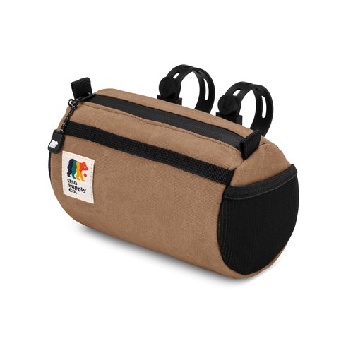 Oso Supply Co - Bike Handlebar Bag – Waxed Canvas Exterior with Quick-Access Waterproof Zipper, Side Mesh Pockets and Spacious Storage – Ideal for Cycling, Commuting and Adventure Rides (Brown)