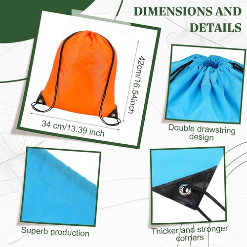 LEIFIDE Drawstring Bags - 200 Pcs Bulk Nylon Sport Packs for Homeless Care | Multicolor