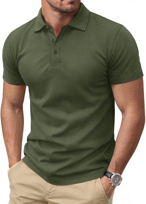 Cotrasen Men's Polo Shirts Short Sleeve Soft Cotton Pique T-Shirts 3 Buttons Classic Fit Casual Performance Golf Shirts