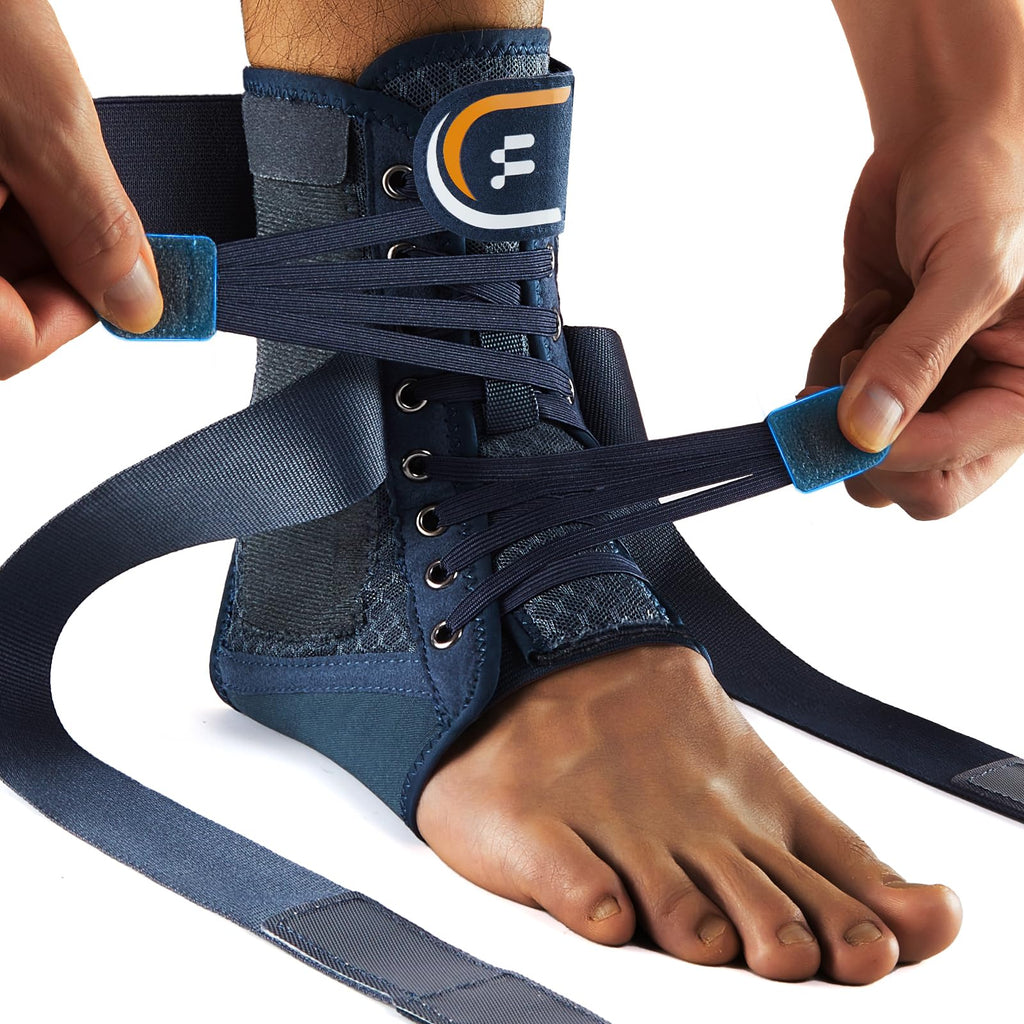Fitomo Ankle Brace for Men Women with Quick Lace Up, Adjustable Figure 8 Compression Support for Achilles Tendonitis, Ankle Sprain & Swelling Relief for Volleyball, Running & Daily Wear, M