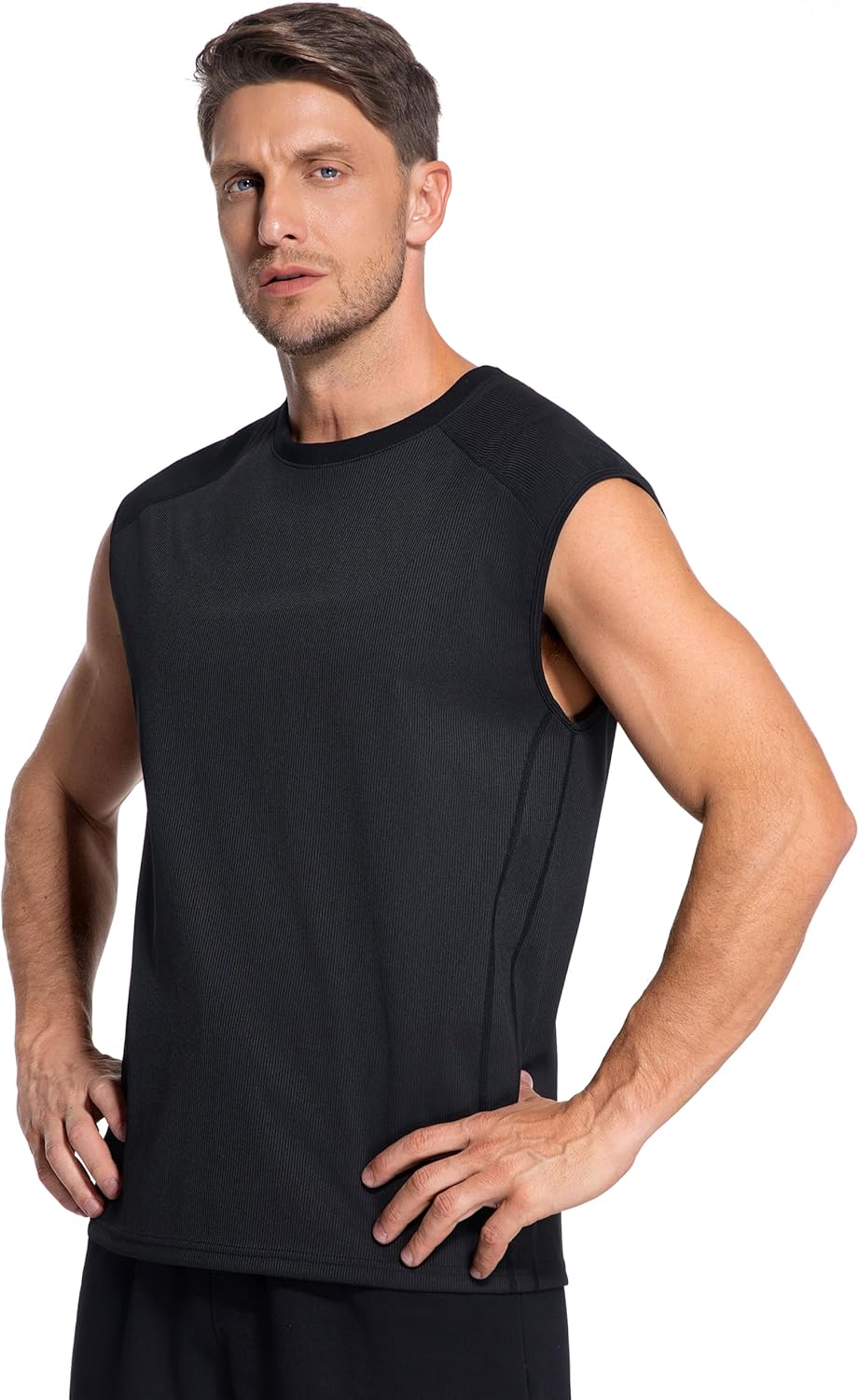 Skiennix Men's Sauna Shirt - Ribbed Compression Tank Top for Enhanced Workout Performance
