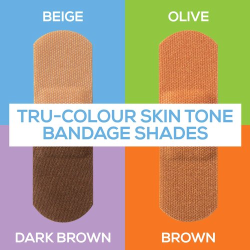 Tru-Colour Skin Tone Shade Fabric Bandages, Resealable Bag (120 Count) – Flexible, Waterproof, PFAS-Free Adhesive Strips Help Protect Cuts, Scrapes, Scratches – Multicolor