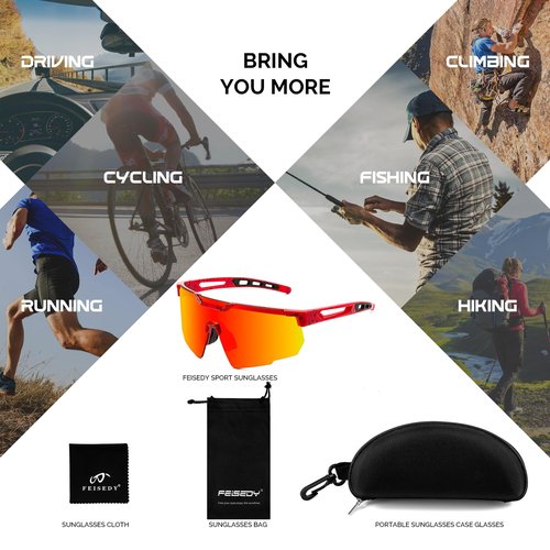 FEISEDY Cycling Sunglasses for Men Women, Sport Sunglasses for Baseball Softball Running Fishing Golf UV400 B0167