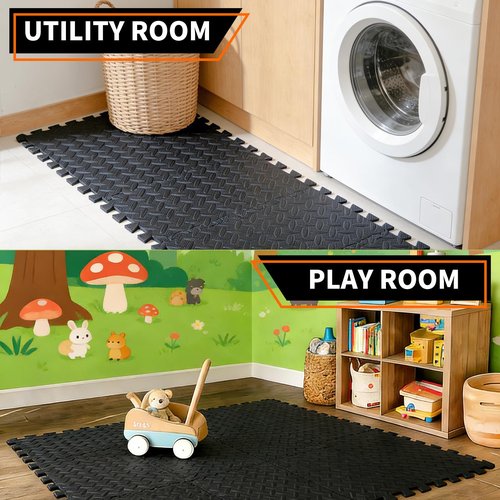 Maziloxe 18 Tiles Gym Mats for Home Gym, Non-Slip EVA Interlocking Foam Floor Tiles, 12.6" x 12.6" x 0.4" 18 Sq.Ft Puzzle Exercise Mats for Kids Playroom, Garage & Home Gym Flooring
