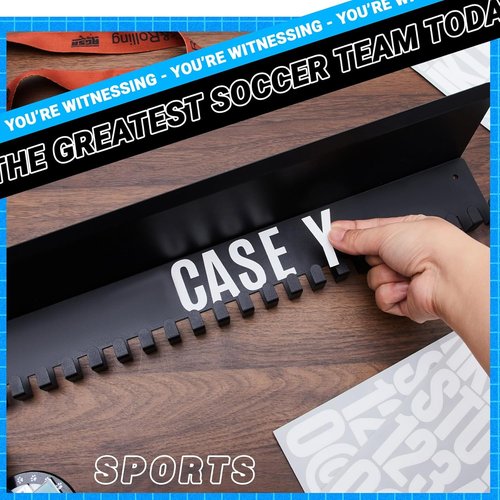 Moxweyeni Medal Hanger Display - Non-Slip Wall Mount Trophy Shelf with 22 Hooks & DIY Alphabet Stickers