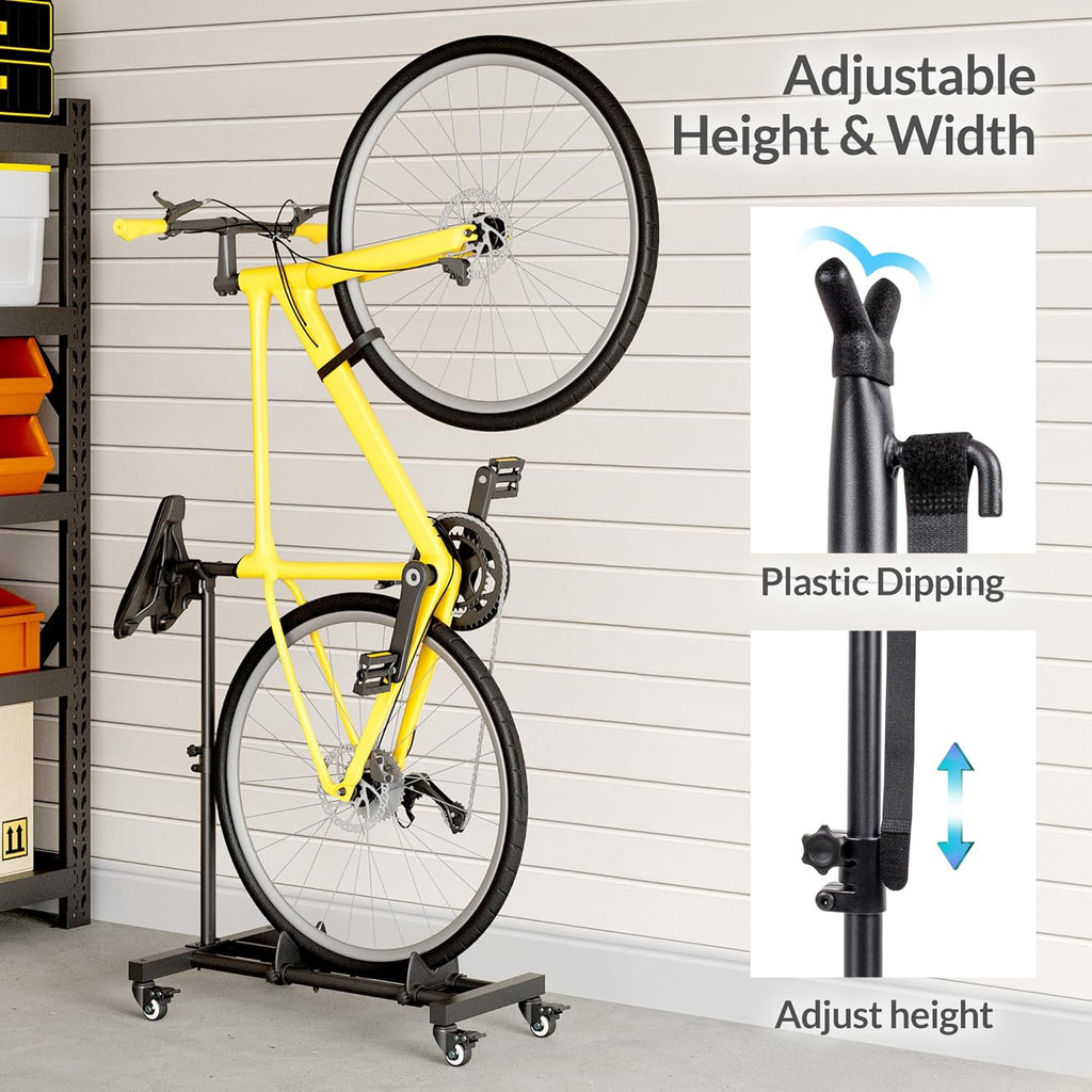 Sttoraboks Vertical Bike Stand, Freestanding Bike Rack Garage Storage Upright Bicycle Floor Stand Indoor Bike Holder with Adjustable Height for Garage & Apartment - for Wheels Sizes up to 29”