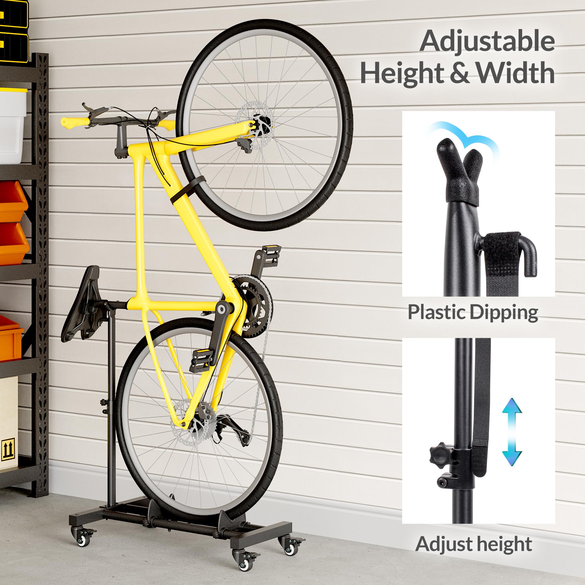 Sttoraboks Vertical Bike Stand, Freestanding Bike Rack Garage Storage Upright Bicycle Floor Stand Indoor Bike Holder with Adjustable Height for Garage & Apartment - for Wheels Sizes up to 29”