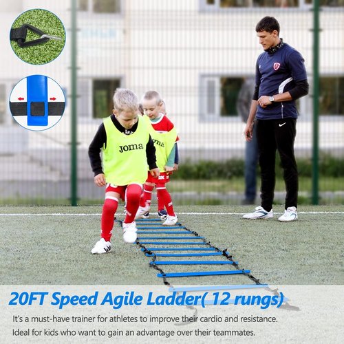 Agility Training Equipment | Skiennix 20FT Agility Ladder Set with Hurdles & Cones for Soccer & Basketball