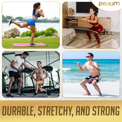 per4um Resistance Bands Set of 3 - Fabric Booty Bands for Women Butt and Legs Workout | Non-Slip Exercise Bands with Travel Bag