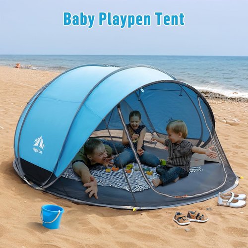 Night Cat Beach Tent - Large Pop-Up Sun Shade Shelter for 2-4 People | Ideal for Picnics & Sports