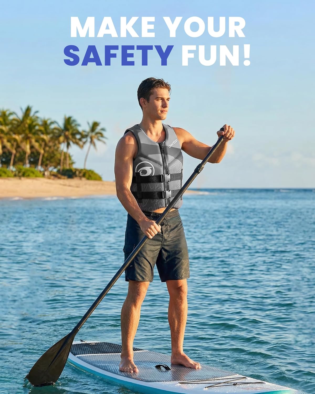 Owntop Swim Vest - Adult Neoprene Water Sport Floaties for Swimming, Boating & Kayaking | Adjustable Zipper & Dual Buckle