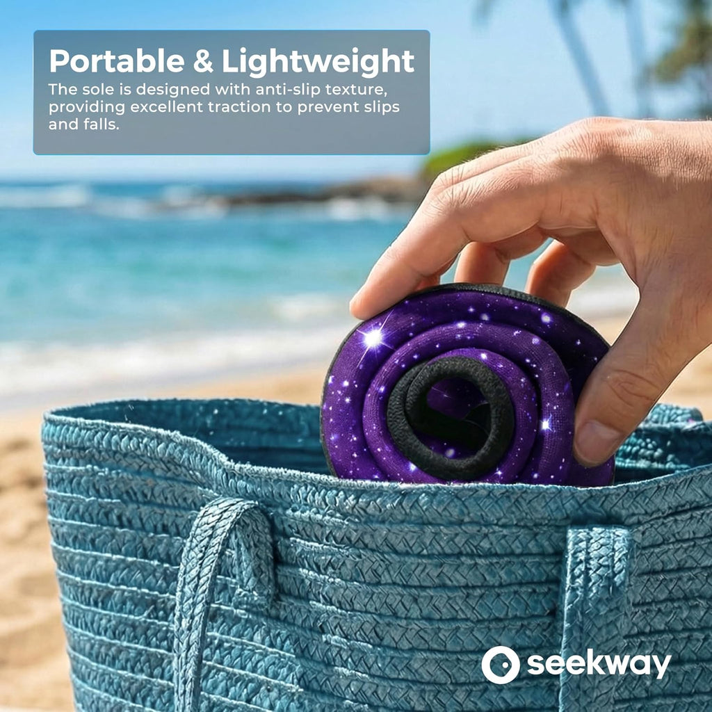 SEEKWAY Water Shoes - Quick-Dry Aqua Socks for Adults | Non-Slip Barefoot Design in Black