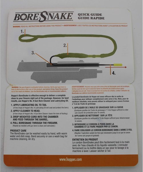 Hoppe's Boresnake .22 Caliber Pistol & Revolver - Efficient Cleaning Tool in Black