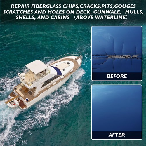 Gel Coat Repair Kit for Boats(Color Match), Marine Fiberglass Repair Kit, Fiberglass Boat Repair Kit,Premium Marine Gelcoat Epoxy Filler,Repair Chips Cracks Pits Holes for Gelcoat Fiberglass Porcelain