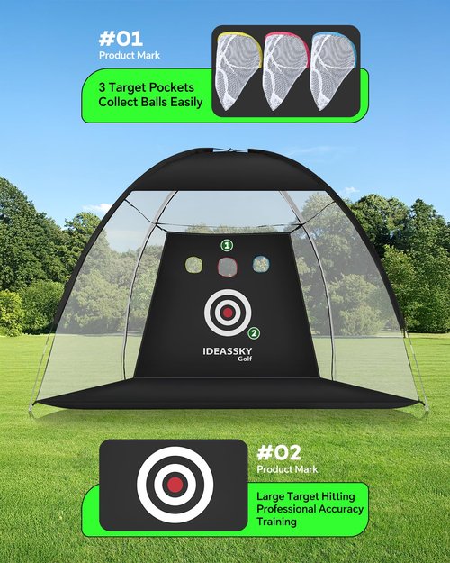 Golf Net with Practice Mat,Golf Hitting Aid Nets 10x7FT for Backyard Driving Chipping Training Swing with Target Mat Balls for Outdoor Indoor,Gifts for Men Dad and Golfer
