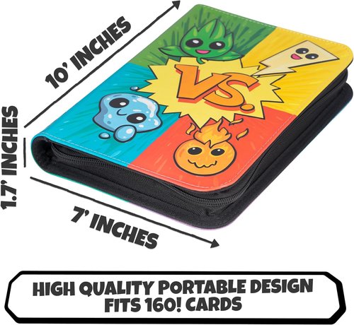 3D Card Binder for Pokémon - Stunning PU Leather Design with Zipper | Holds 160 Cards with 4 Pocket Pages