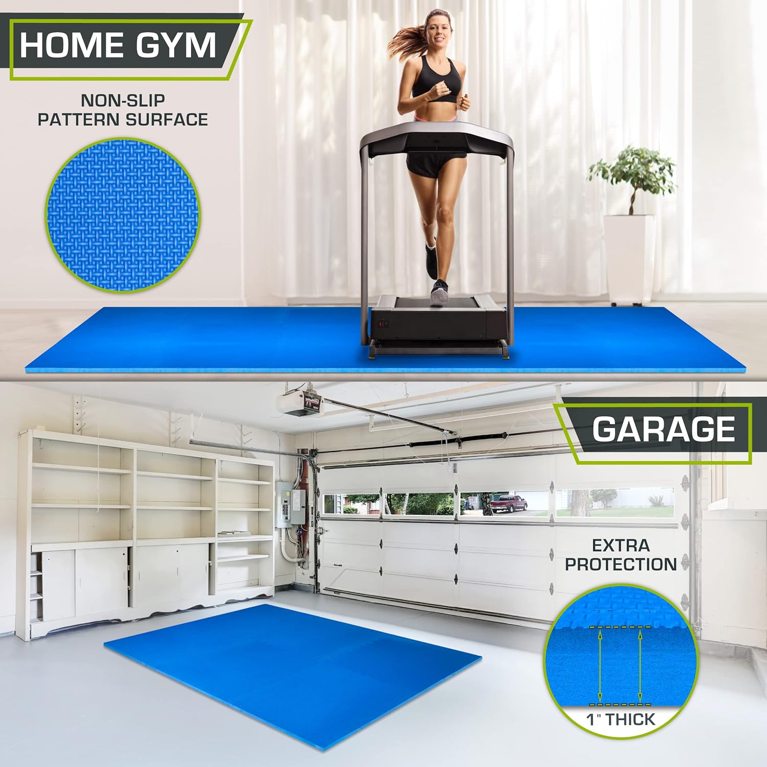 ProsourceFit Extra Thick Puzzle Exercise Mat - EVA Foam Interlocking Tiles for Cushioned Workout Flooring | Blue 3-Pack