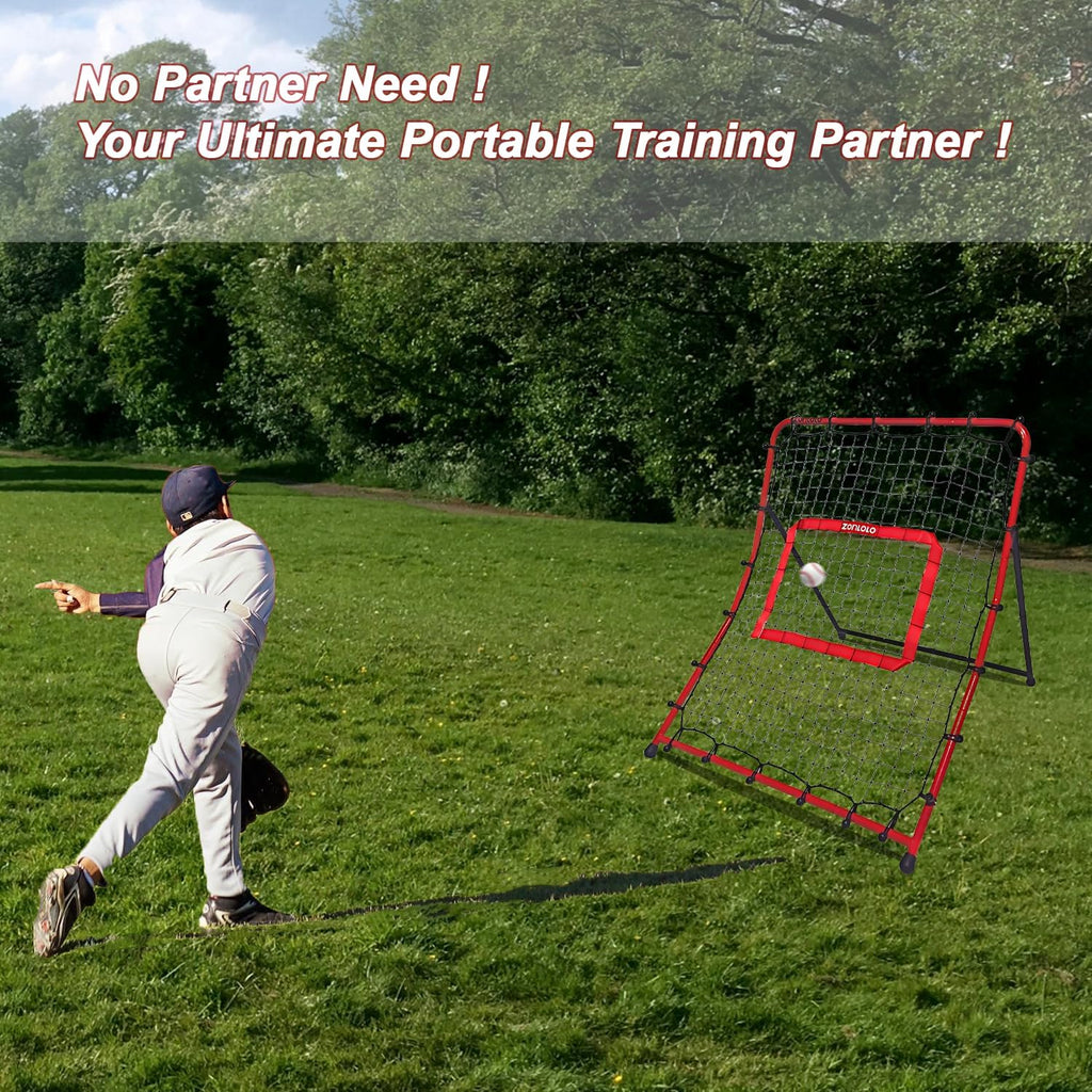 Zonlolo Baseball Pitchback Net - Rebounder Trainer for Solo Practice | Adjustable Angles for Easy Use