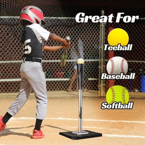 JASCOPRO Portable Batting Tee - Height Adjustable 25-37 Inches | Premium Rubber Top & Metal Base for Baseball & Softball