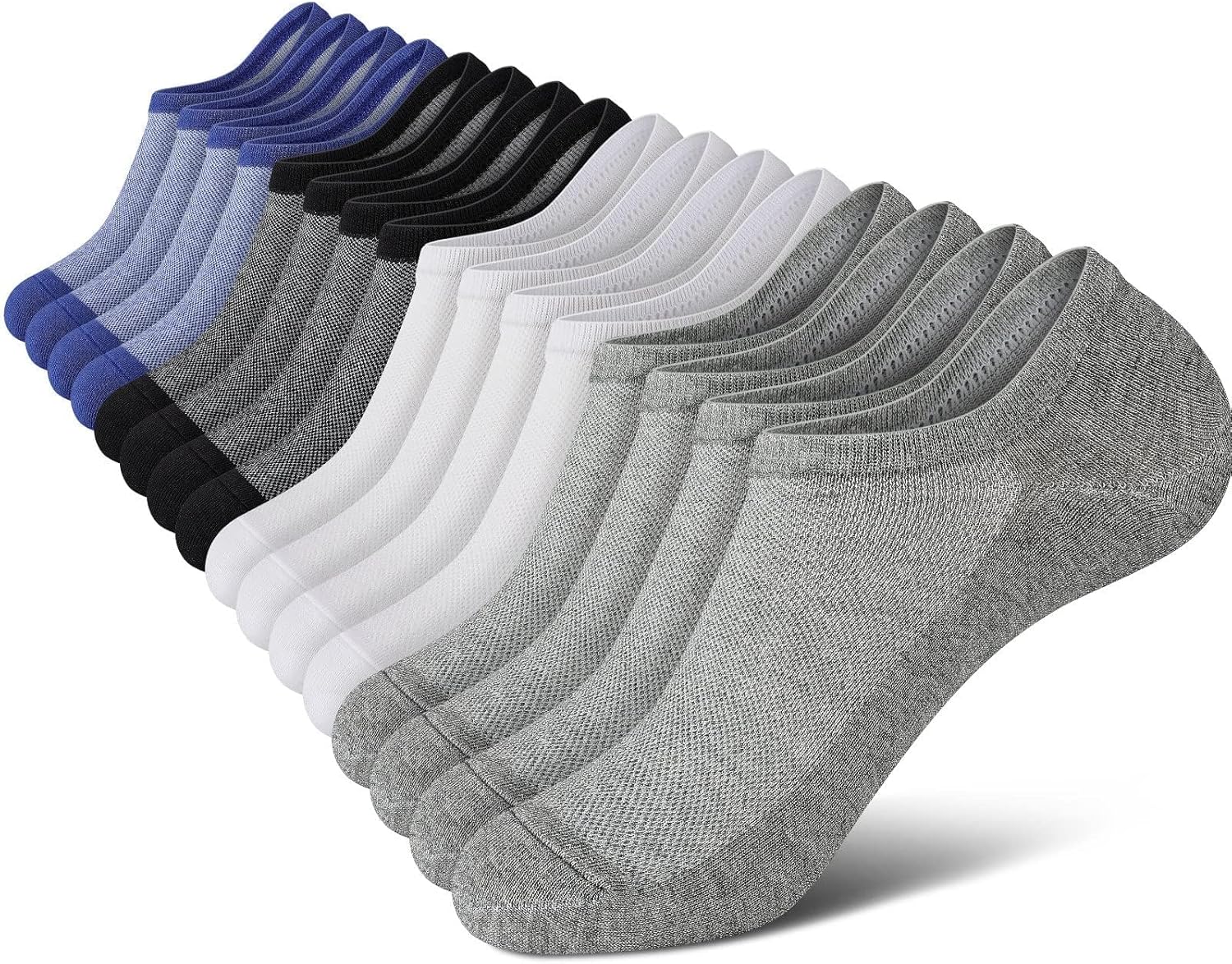 Wernies No Show Socks for Men - Low Cut Ankle Casual Cotton with Non-Slip Grips | Sizes 6-10 & 11-13