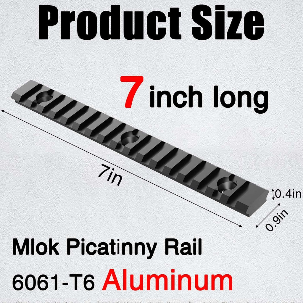 Skiennix Aluminum Picatinny Rail Accessories - Sturdy Mlok Guide Rail, 7/10/14 Inch, Easy Install with T-Nuts & Screws