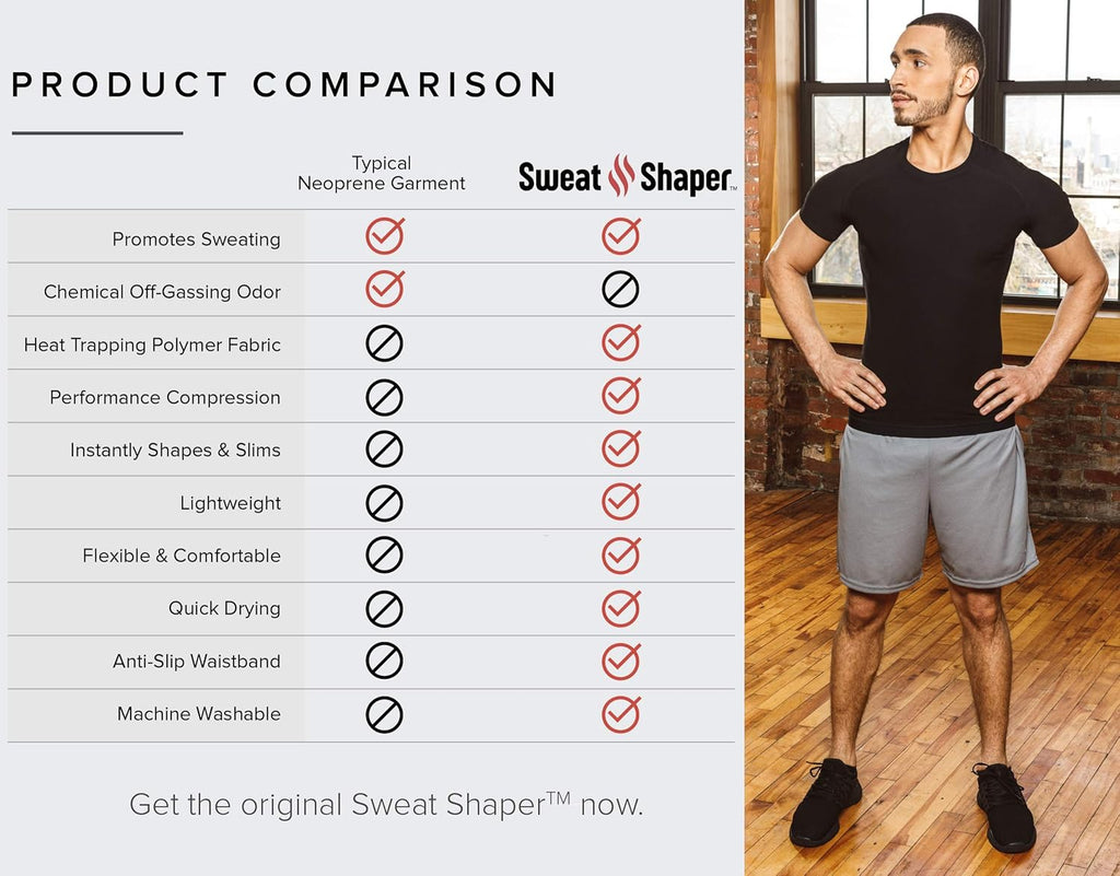 Sweat Shaper Men's Sauna Suit Shirt - Short Sleeve Compression Athletic Tee for Enhanced Performance