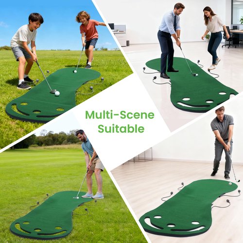 BALAPET Adjustable Slope Putting Green Indoor with 4 Airbag, Multi-Functional Putting Green Mats Set, Golf Putting Training Aid Improve Your Putting Stroke