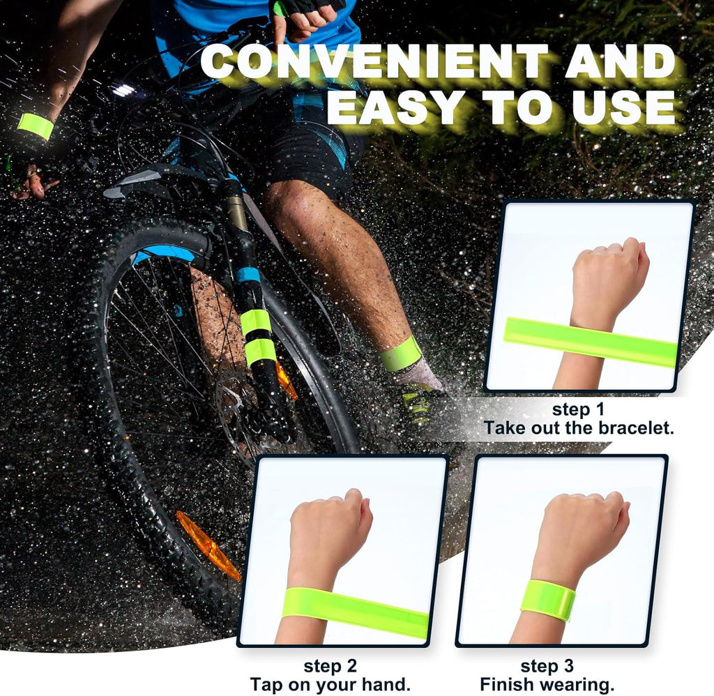 Skiennix Reflective Arm Bands - 30 Pcs High Visibility Snap Bracelets for Night Jogging & Cycling