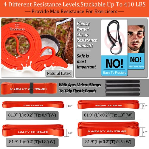 Detachable Resistance Band Bar Set for Home Gym, 500LBS Capacity with 4 Stackable Bands, Door Anchor & Workout Guide
