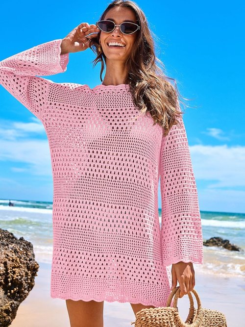 ANRABESS Crochet Swim Cover-Up - Stylish Mesh Knit Beach Dress for Summer Vacation
