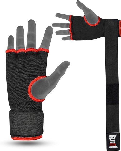 HUNTER Gel Padded Inner Gloves - Quick Elastic Hand Wraps for Boxing & MMA | Unisex Knuckle Wrist Protector (Pair)