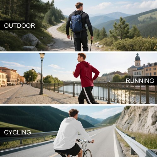 HovSiyla 5 Pack Men's Fishing Shirts Long Sleeve UPF Sun Protection Hoodie Lightweight Hiking Running Swimming Athletic Shirt Black Grey White Navy Red Large